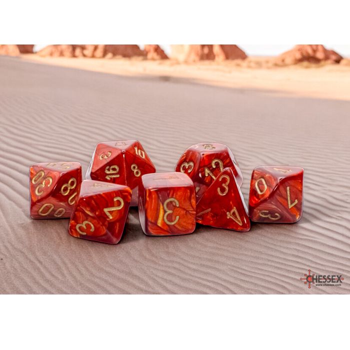 Chessex - Scarab Mega-hedral Scarlet/gold 7-Die Set