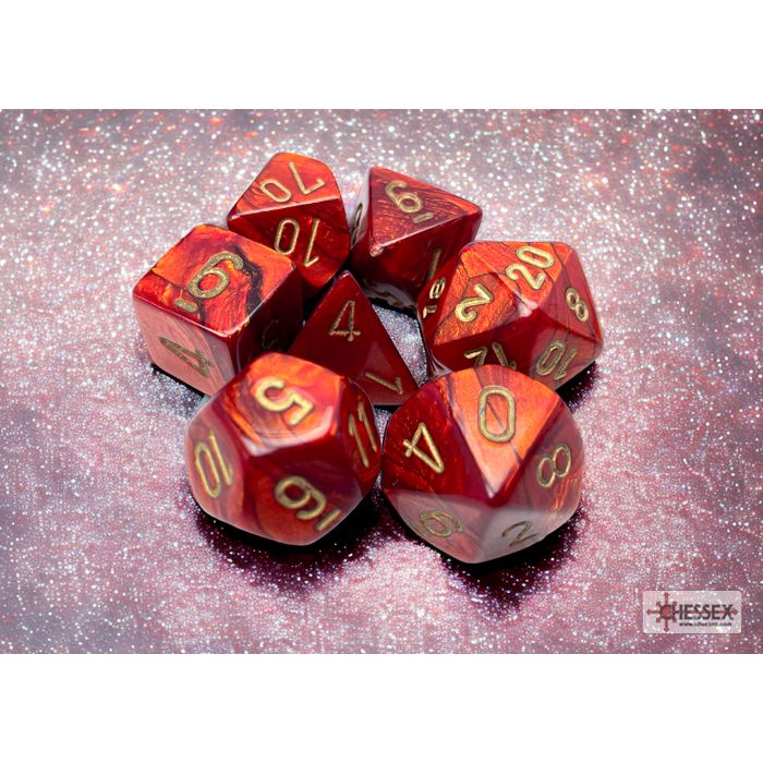 Chessex - Scarab Scarlet/gold Polyhedral 7-Dice Set
