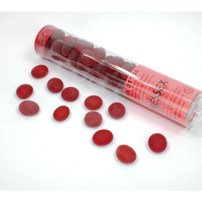 Chessex - Gaming Glass Stones in Tube - Frosted Crystal Red (40)