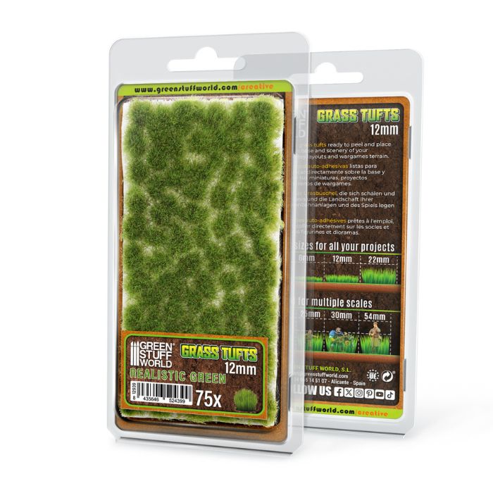 Static Grass Tufts 12 mm - Realistic Green