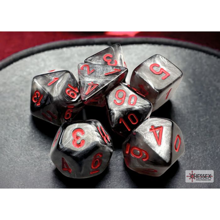 Chessex - Velvet Mini-hedral Black/red 7-Die Set