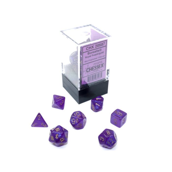 Chessex Borealis Mini-Polyhedral Royal Purple/gold Luminary 7-Die Set