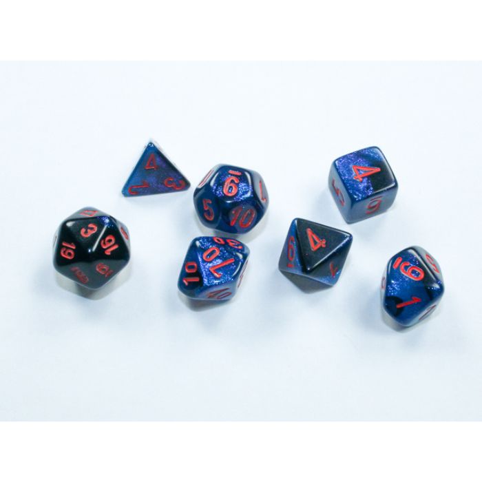 Chessex - Gemini® Mini-Polyhedral Black-Starlight™/red 7-Die Set