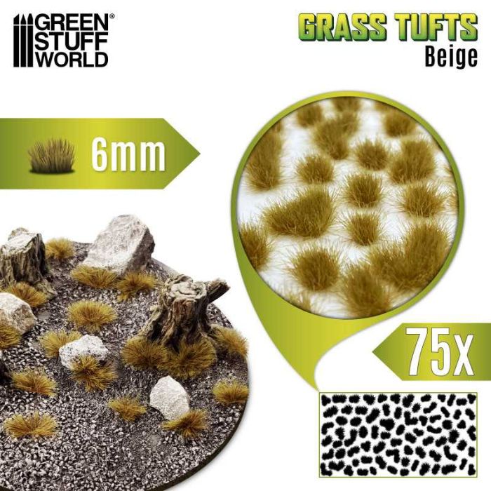 Grass TUFTS - 6mm self-adhesive - BEIGE