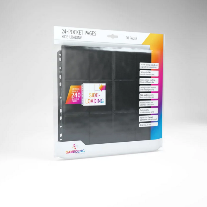 Gamegenic - 24-Pocket Sideloading Pages Black (10 pcs pack)