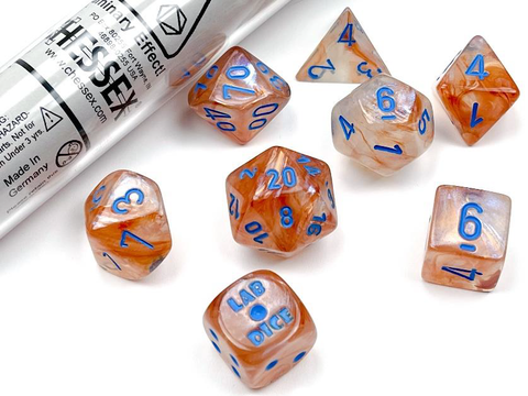 Lab DiceTM 5 Borealis® Polyhedral Rose Gold/light blue LuminaryTM 7-Die Set