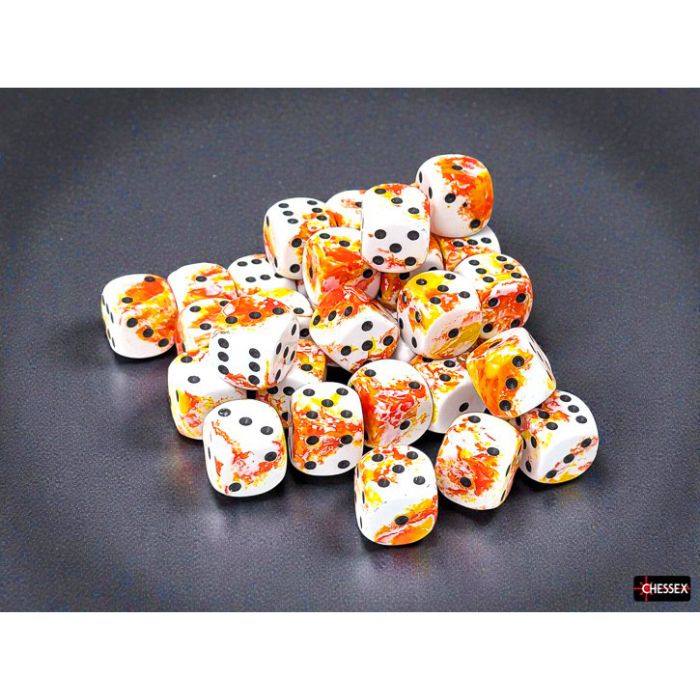 Chessex - Brush Sunrise/black 12mm d6 Dice Block (36 dice)