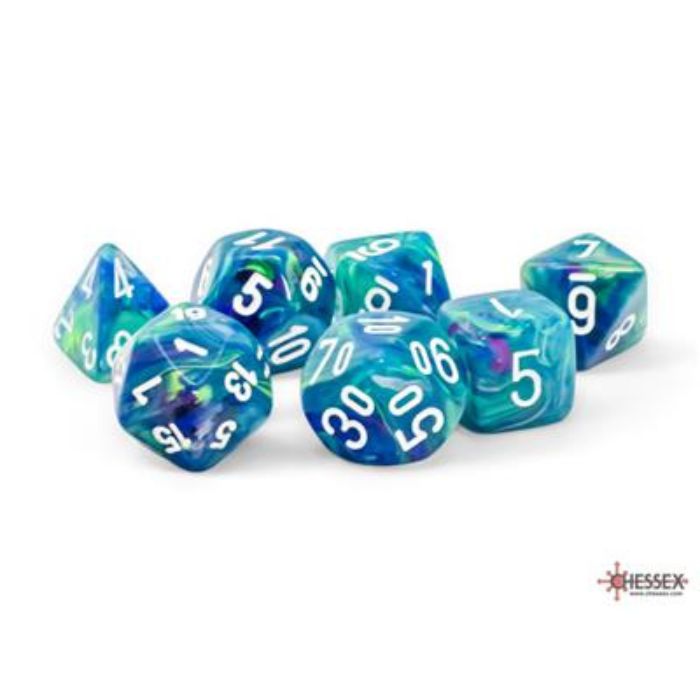 Chessex - Festive® Mega-hedral™ Waterlily™/white 7-Die set
