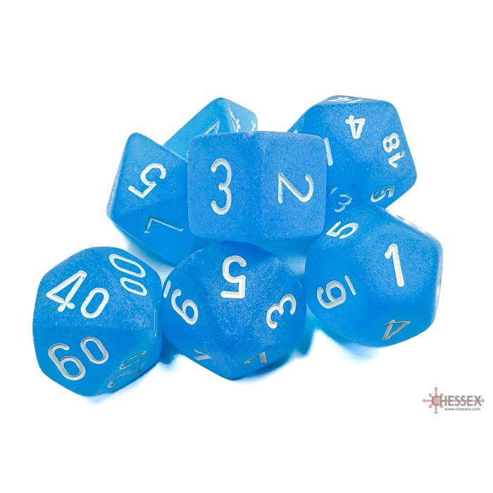 Chessex - Frosted 7-Die Set - Carribean Blue w/white