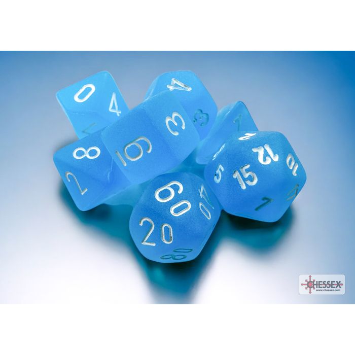 Chessex - Frosted Mini-hedral Caribbean Blue/white 7-Die Set
