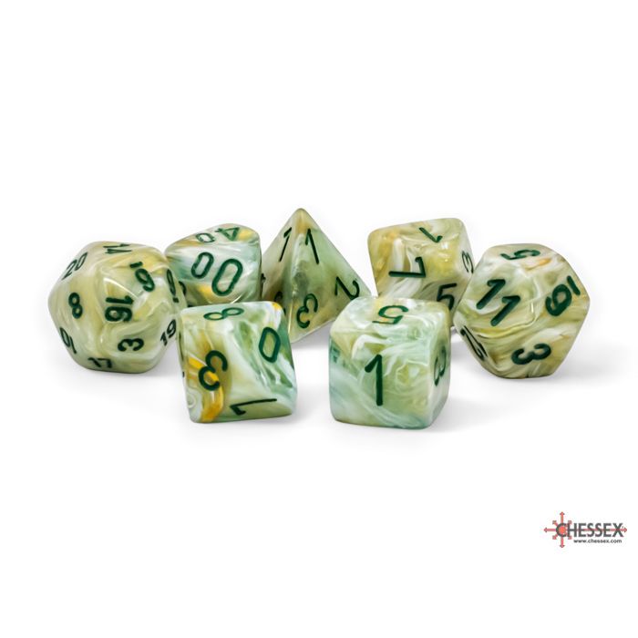 Chessex - Marble Mega-hedral Green/dark green 7-Die Set