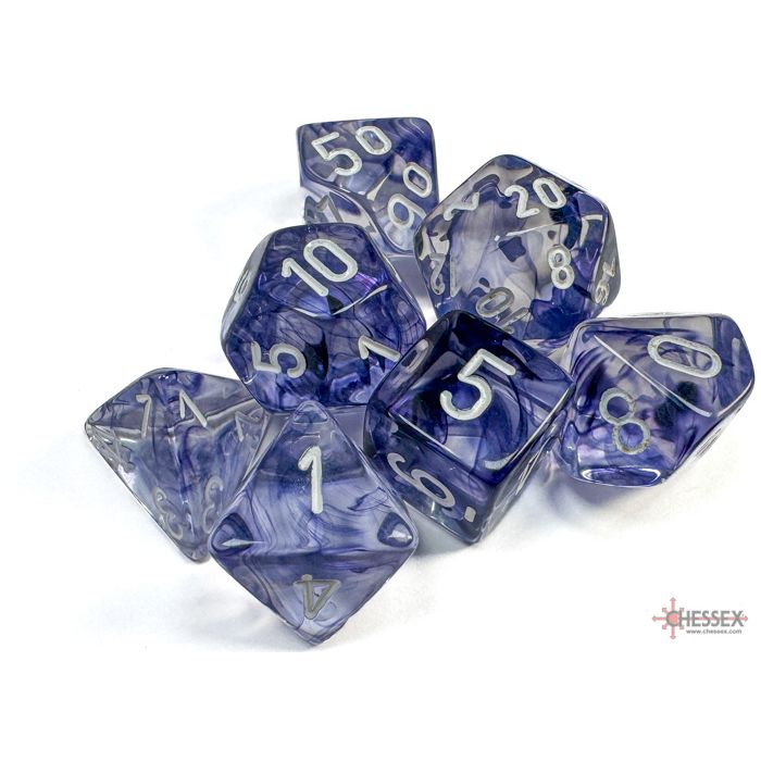 Chessex - Nebula Black/white Polyhedral 7-Dice Set