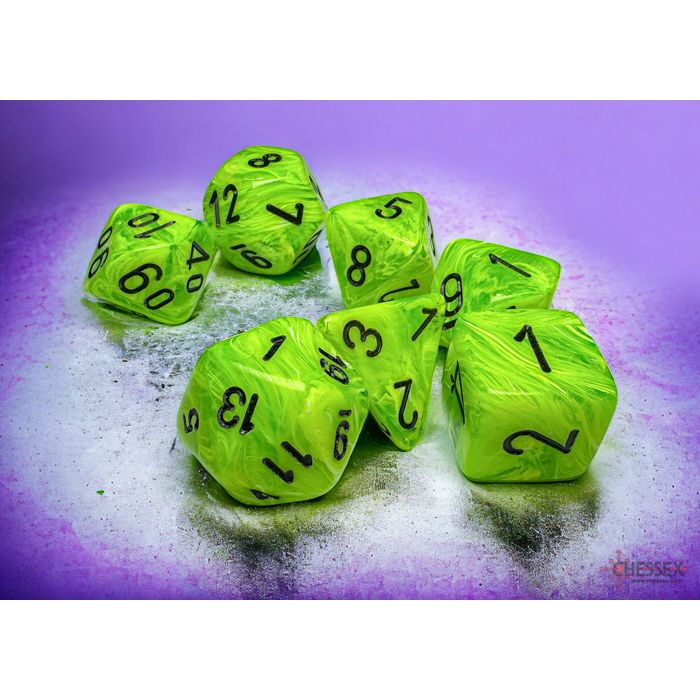 Chessex - Vortex Mega-hedral Bright Green/black 7-Die Set