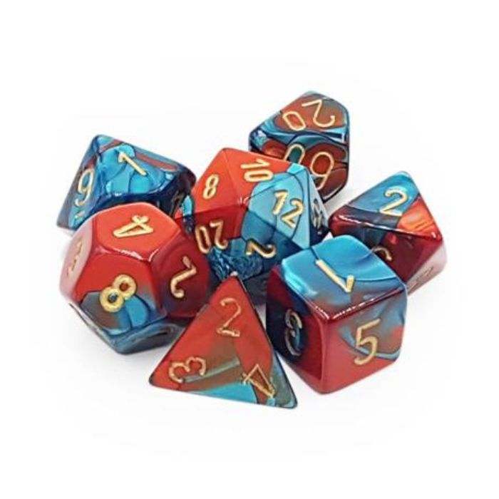 Chessex - Gemini Polyhedral 7-Die Set - Red-Teal with gold