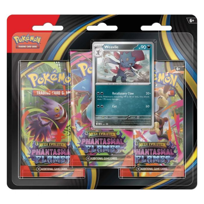 Pokemon TCG: Mega Evolution - Phantasmal Flames 3-Pack Blister (Weavile)