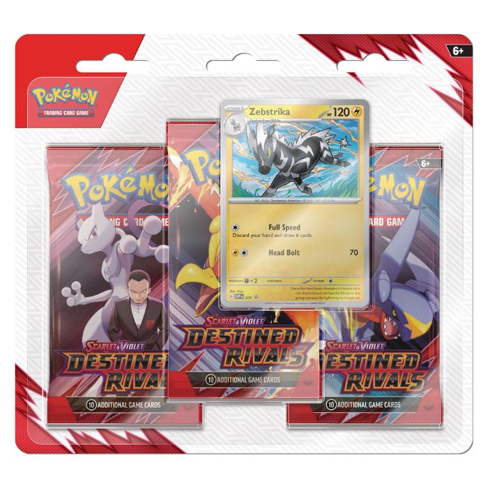 Pokemon SV10 Destined Rivals 3-Pack Blister - Zebstrika