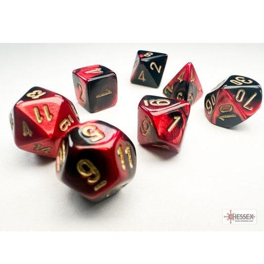 Chessex Gemini Mini-Polyhedral Black-Red/gold 7-Die Set