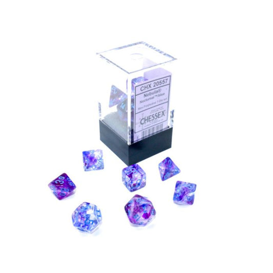 Chessex Nebula Mini-Polyhedral Nocturnal/blue Luminary 7-Die Set