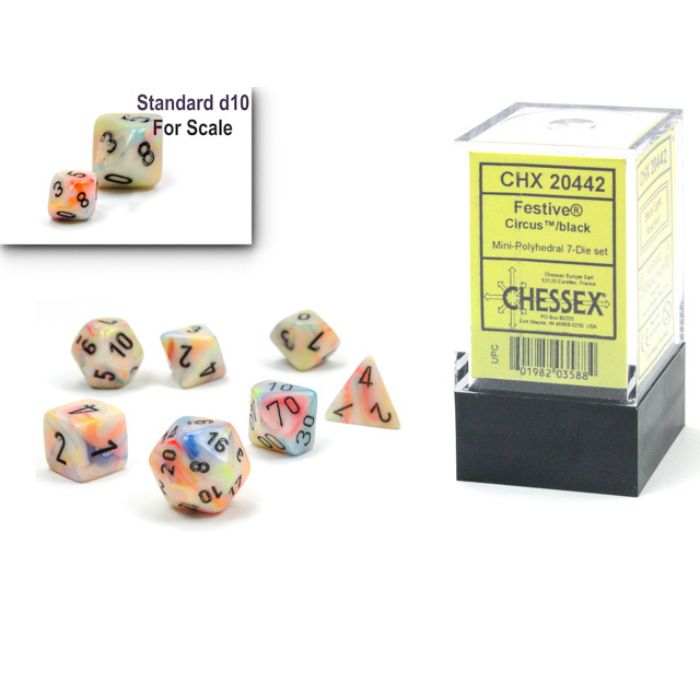 Chessex Festive Mini-Polyhedral Circus/black 7-Die set