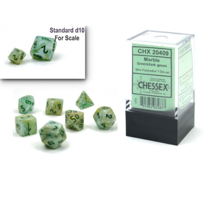 Chessex Marble Mini-Polyhedral Green/dark green 7-Die Set
