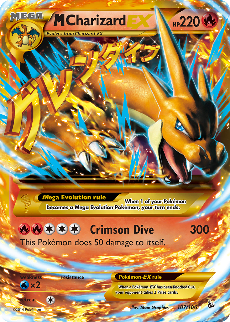 M Charizard-EX - Flashfire - 107/106 - PSA 6