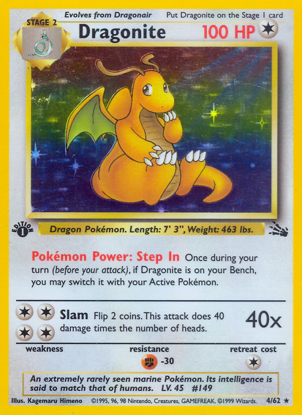 Dragonite - Fossil - 4/62 - Unlimited Holofoil