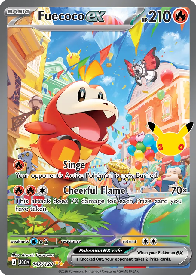 Fuecoco ex - 30th Celebration - 147/128 - Holofoil