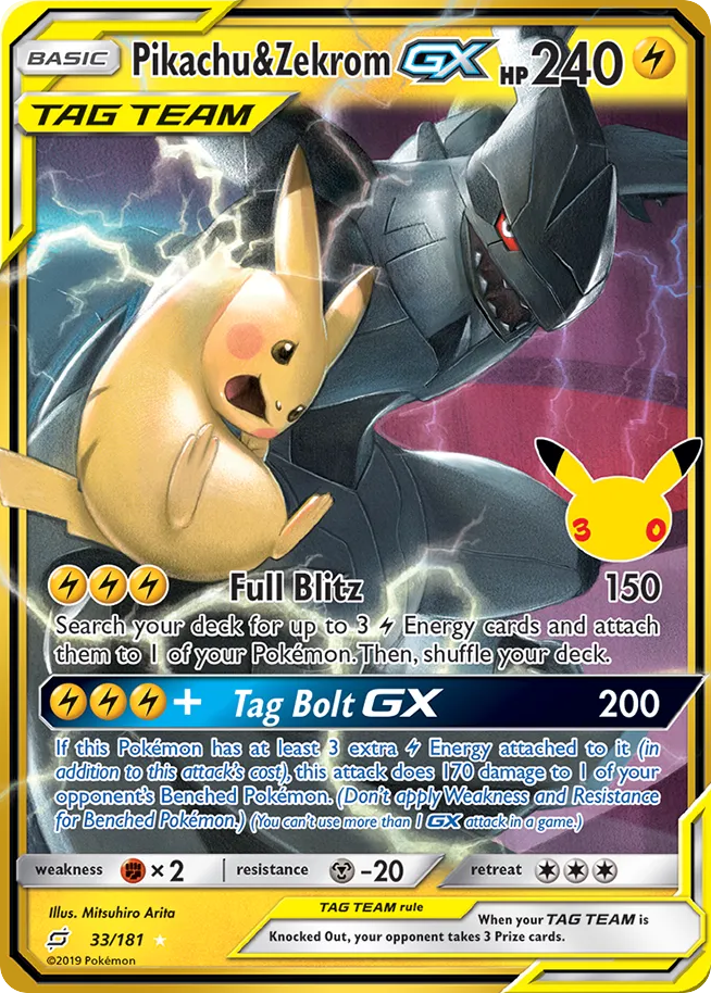 Pikachu & Zekrom-GX - 30th Celebration: Classic Collection - 33/181 - Holofoil