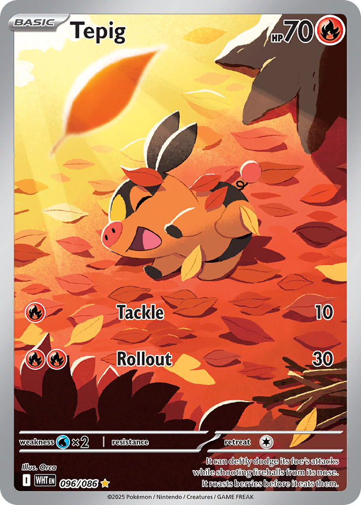 Tepig - White Flare - 096/086 - Holofoil