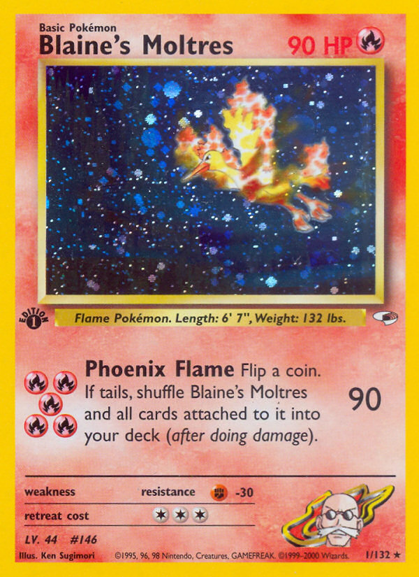 Blaine's Moltres - Gym Heroes - 1/132 - Unlimited Holofoil