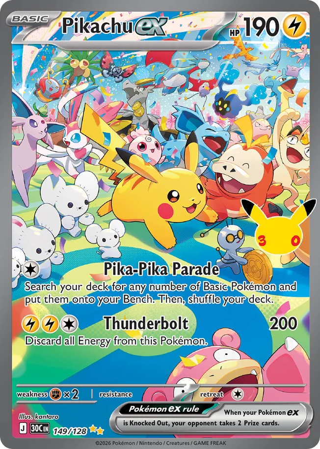 Pikachu ex - 30th Celebration - 149/128 - Holofoil