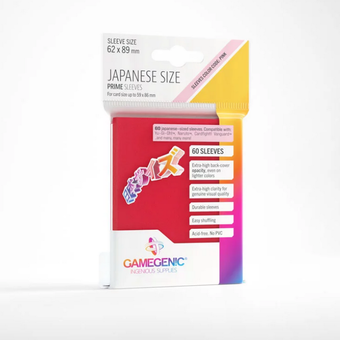Gamegenic - PRIME Japanese Sized Sleeves Red (60 Sleeves)