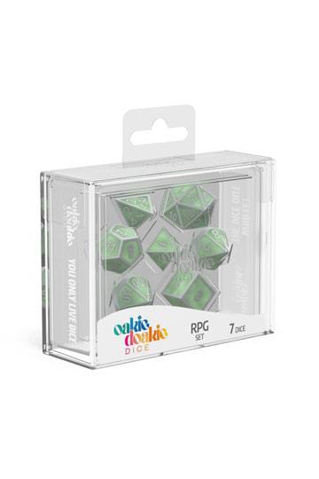 Oakie Doakie Dice RPG Set Metal Glow in the Dark - Druid's Blaze