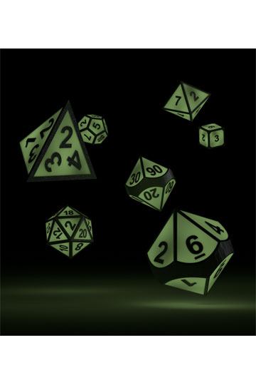Oakie Doakie Dice RPG Set Metal Glow in the Dark - Druid's Blaze