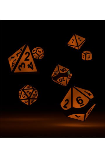Oakie Doakie Dice RPG Set Metal Glow in the Dark - Golden Princess