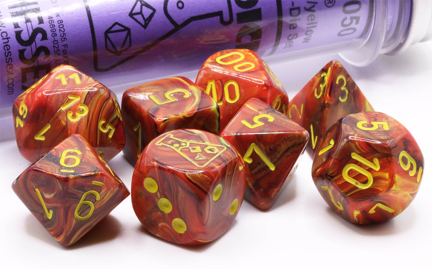 Lab DiceTM 5 Vortex® Polyhedral Underworld/yellow 7-Die Set